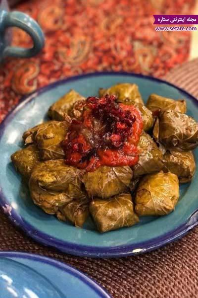 طرز تهیه دلمه برگ انگور یا دلمه برگ مو ترش و شیرین طرز تهیه دلمه برگ انگور یا دلمه برگ مو ترش و شیرین